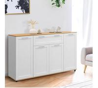 Buffet 140 cm vito 4 portes et 1 tiroir blanc et bois