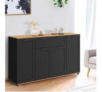 Buffet 140 cm vito 4 portes et 1 tiroir noir et bois