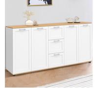 ID MARKET buffet VITO 4 portes et 3 tiroirs 180 cm Contemporain bois et blanc