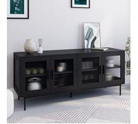 ID MARKET buffet ZINEB 4 portes 140 cm Vitré noir