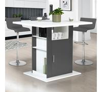 Id Market Ilot central ugo 110 cm bois blanc et gris avec rangements