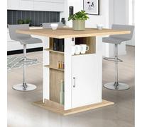 Id Market Ilot central ugo 110 cm bois blanc et imitation hêtre avec rangements