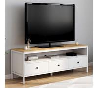 ID MARKET meuble tv ACHILLE 3 tiroirs 150 cm blanc à poser