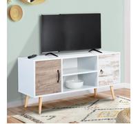 ID MARKET meuble tv BAHIA 2 portes 113 cm blanc à poser