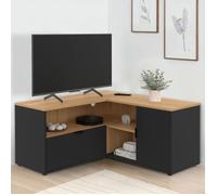 ID MARKET meuble tv d'angle BALTAZAR 2 portes et 1 tiroir 90 cm bois à poser