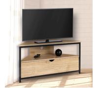 ID MARKET meuble tv d'angle DETROIT 1 porte et 1 tiroir 100 cm bois clair à poser