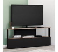 IDMarket - Meuble TV 100 cm d'angle ELI Bois façon hêtre et Noir