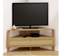 ID MARKET meuble tv d'angle HANAE 1 porte 100 cm bois clair à poser