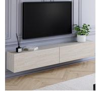 ID MARKET meuble tv ELIO 2 portes 180 cm travertin suspendu