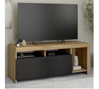 IDMarket Meuble TV Malo 110 cm bois et placard noir