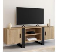 ID MARKET meuble tv PHOENIX 2 portes 140 cm bois clair à poser