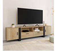 ID MARKET meuble tv PHOENIX 2 portes et 2 tiroirs 200 cm bois clair à poser