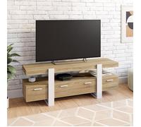 ID MARKET meuble tv PHOENIX 3 portes 140 cm blanc à poser