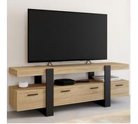 ID MARKET meuble tv PHOENIX 3 portes 140 cm bois clair à poser