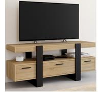 ID MARKET meuble tv PHOENIX 3 tiroirs 116 cm bois clair à poser