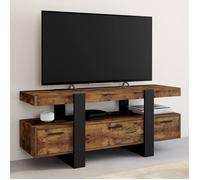 IDMarket Meuble TV Phoenix 116 cm avec tiroirs bois effet vieilli et noir