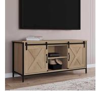 ID MARKET meuble tv QUEBEC 2 portes 113 cm bois clair à poser