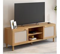 ID MARKET meuble tv ROBIN 2 portes 140 cm bois clair à poser