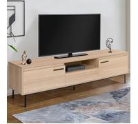 ID MARKET meuble tv SEATTLE 2 portes 180 cm bois clair à poser avec rangement