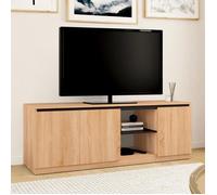 ID MARKET meuble tv TOMI 3 portes 140 cm bois clair à poser