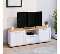 IDMarket - Meuble TV 110 cm VITO avec tiroir et Niche Blanc et Bois