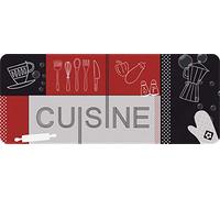 ID Mat Decor Cuisine Rouge Noir, Fibres Synthétiques Gris, 50 x 120