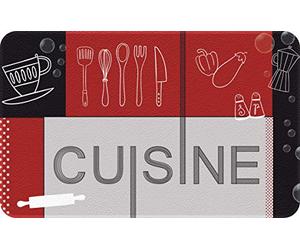 ID Mat Decor Cuisine Rouge Noir, Fibres Synthétiques, Gris, 50 x 80