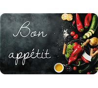 ID MAT Decor de Cuisine "Bon Appetit Decor de Cuisine, Fibres Synthétiques, Noir, 50x80x0, 4 cm