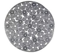 ID Mat - Tapis Antidérapant pour Fond d'évier Fleurs Cristal - Rond Ø 32 cm - Motif Floral - Déco Intérieur - Entretien Facile - Jet d'eau - PVC Souple - Transparent