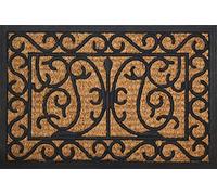 ID Mat Tapis Paillasson, Fibres de Coco Naturelles sur Cadre en Caoutchouc, Beige, 40 x 60 cm