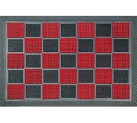 ID Mat - Tapis Paillasson Grattant Picots Floques - Rectangulaire 40 x 60 cm - Antidérapant - Uni - Extérieur Abrité - Picots Grattants et Fibres Absorbantes - Caoutchouc - Rouge
