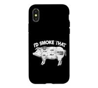 I'd Smoke That Fumoir Vintage pour Barbecue Amateur de Viande de Cochon Coque pour iPhone X/XS