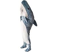 IDAHSOR Couverture à capuche en flanelle avec motif queue de requin pour adulte - Sac de couchage en polaire super douce - Costume de cosplay pour adulte