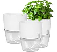 iDattel Potager Jardiniere Interieur-Pot à Herbes-pour Rebord de fenêtre - avec système d'arrosage Automatique-pour la Cuisine-Plante interieur-18,2 x 11 x 15,3 cm-Blanc,Lot de 3