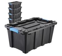 IDEA HOME Caisse Rangement TechBox HD - Lot de 5 Boîtes de Rangement 40 L avec couvercle - Boite a outils robustes en plastique HD - coffres pour garage, atelier, outillage