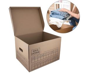 IDEA HOME Ensemble de 12 Cartons de Déménagement Movebox - Boîtes D'archives et de Rangement en Carton avec Couvercle Très Stable, Capacité de Charge de 30 kg, Taille: 431x333x294mm