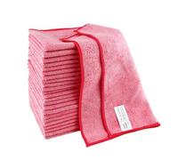 IDEA HOME Lot de 24 Chiffon Microfibre - Chiffons de Nettoyage 30x30cm - Chiffons à Poussière, Multi-usages pour Cuisine, Maison, Cenêtres e Vitre, Rouge