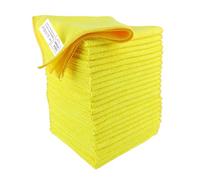 Idea Home Lot de 24 Chiffons Microfibre 30x30 cm 230 g/m² Jaunes, Lavettes Absorbantes pour Nettoyage