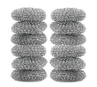 Idea Home MS. Kitchen éponges métalliques - Lot de 12 tampons récurants en Acier - Nettoyage intensif des Graisses incrustées et résidus brûlés