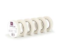 IDEA HOME Ruban de Masquage 6 Pièces - Ruban Crêpe 24mm x 50m - Ruban de Peintre, Crêpe de Peintre, Ruban Adhésif pour Travaux de Peinture, Neutre