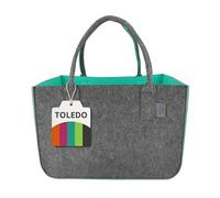 IDEA HOME Sac en Feutre Shopper Turquoise Gris Gris 30L Grand Cabas de Rangement Panier à Bois de Cheminée