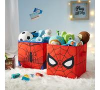Idea Nuova Marvel Lot de 2 cubes de rangement pliables, 25,4 x 25,4 cm, Spiderman/rouge