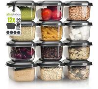 idea-station Boite Congelation Alimentaire 12 pieces - 250 ml - anthracite | Sans BPA + Empilable + Reutilisable - petite boite alimentaire plastique - mini pot de conservation pour rangement cuisine