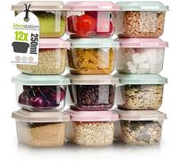 idea-station Boite Congelation Alimentaire 12 pieces - 250 ml - pastel | Sans BPA + Empilable + Reutilisable - petite boite alimentaire plastique - mini pot de conservation pour rangement cuisine
