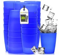 idea-station Gobelet Plastique reutilisable 30 pieces - 25 leu | Sans BPA + Dur + Incassable - verre en plastique enfant pour camping - rigide goblet plastic blue 250 ml pour anniversaire