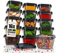 idea-station Mini Boite Congelation Alimentaire - 16 pieces - 100ml | Sans BPA + Empilable + Reutilisable - petite boite alimentaire plastique - pot de conservation carre pour rangement cuisine