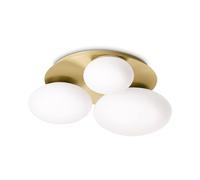 Ideal Lux NINFEA Plafonnier rond à 3 lumières DecoratiGlass Laiton