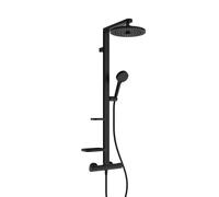 Système de douche Ideal Standard Alu+ Eco BE211XG avec mitigeur thermostatique, 2 étagères, pommeau de douche rond, noir soyeux