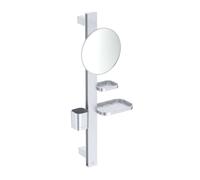 Ideal Standard ALU+ - Miroir cosmétique avec étagère et gobelet pour brosses à dents et dentifrice, argenté BD589SI