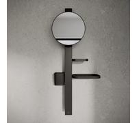 Ideal Standard ALU+ - Miroir cosmétique avec étagère et gobelet pour brosses à dents et dentifrice, soie noire BD589XG